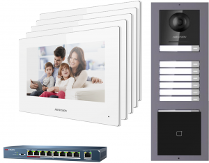 Videointerfon IP pentru blocuri cu 5 familii, Hikvision