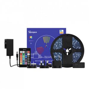Banda LED Sonoff Wifi RGB L2 5m, Sincronizare Muzica, IP65, Wifi, Bluetooth, Telecomanda