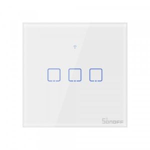 Intrerupator Smart cu Touch WiFi + RF 433 Sonoff T2 EU TX, (3 canale)