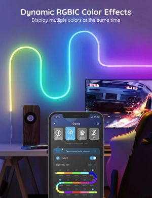 Banda LED Neon Govee H61A2 RGBIC, Inteligenta, Sincronizare Muzica, Wifi, 5m, IP67, Alexa, Google Asistant