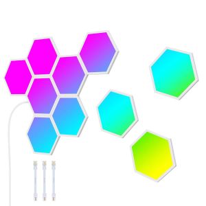 Kit panouri luminoase LED Govee Govee Glide Hexa RGBIC, Sincronizare muzica, Wifi, 10 panouri, Alexa , Google Asistant