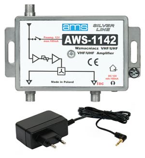 Amplificator CATV de interior AWS-1142 (2 ieşiri, 17/19 dB, 47-862MHz)