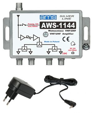 Amplificator CATV de interior AWS-1144 (4 ieşiri, 13/15dB, 47-862MHz)