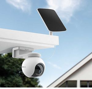 Camera de supraveghere IP Pan&Tilt conectivitate 4G, baterie 10.400 mAh, rezolutie 2K, Audio bidirectional, GPS, SDcard, Panou Solar - EZVIZ CS-EB8-4G-2K-PS(kit)  