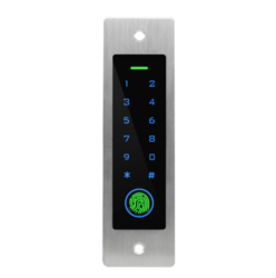 Controler de acces stand-alone, incastrabil, antivandal de exterior cu tastatura, cititor RFID si amprenta  EF4