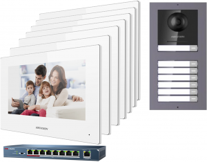 Videointerfon IP pentru blocuri cu 7 familii, Hikvision fara cititor de carduri