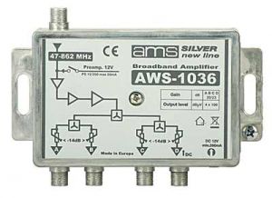 Amplificator CATV de interior AWS-1036 SilverLine (4 ieşiri reglabile)